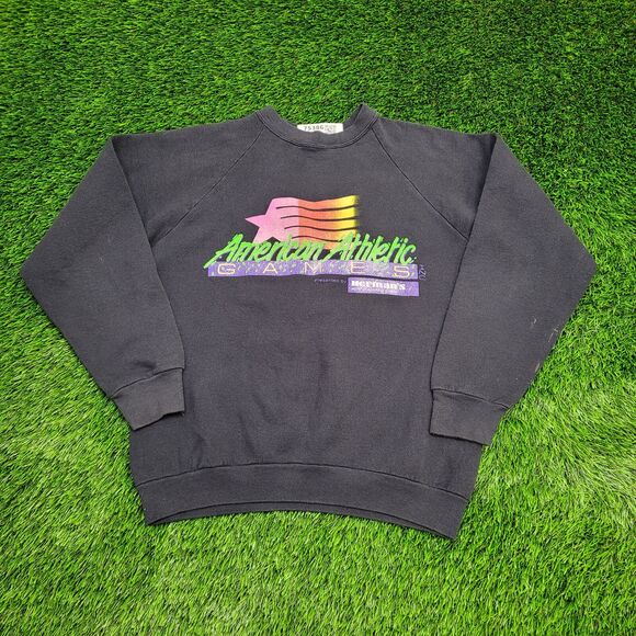 Vintage American Athletic Sweatshirt M/L 21x24 Black - Picture 1 of 15